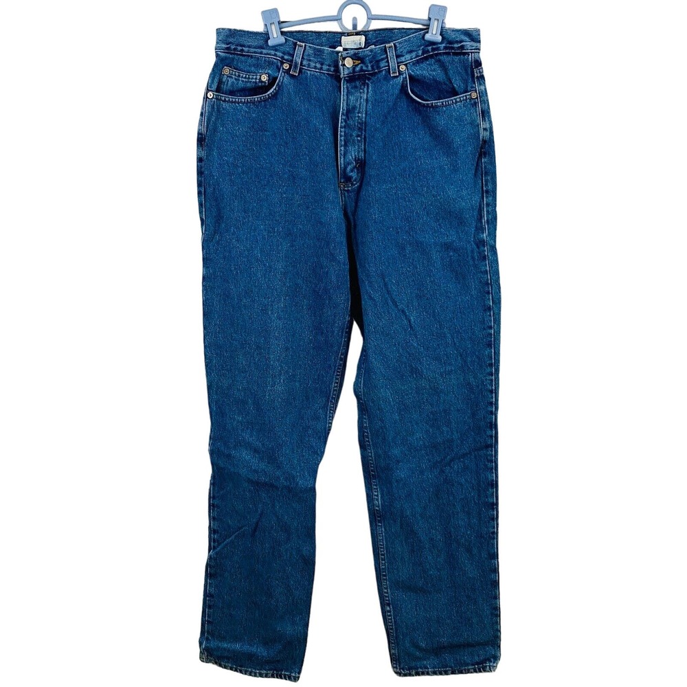 Vintage 90s Mens 36x36 J Crew Blue Jeans Button Fly Straight Relaxed Fit Cotton